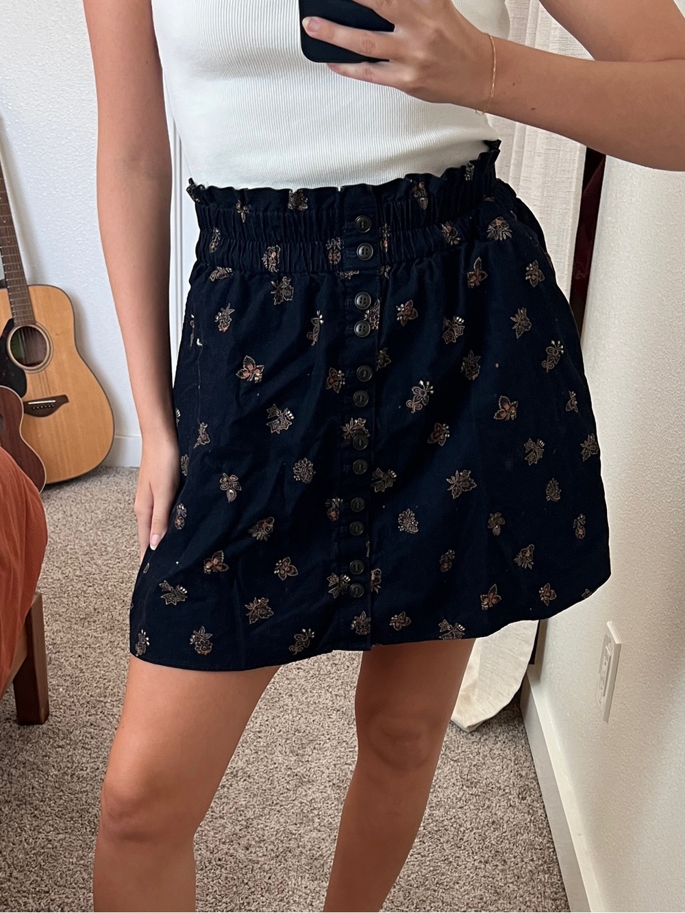Madewell Paperbag Button-Front Mini Skirt